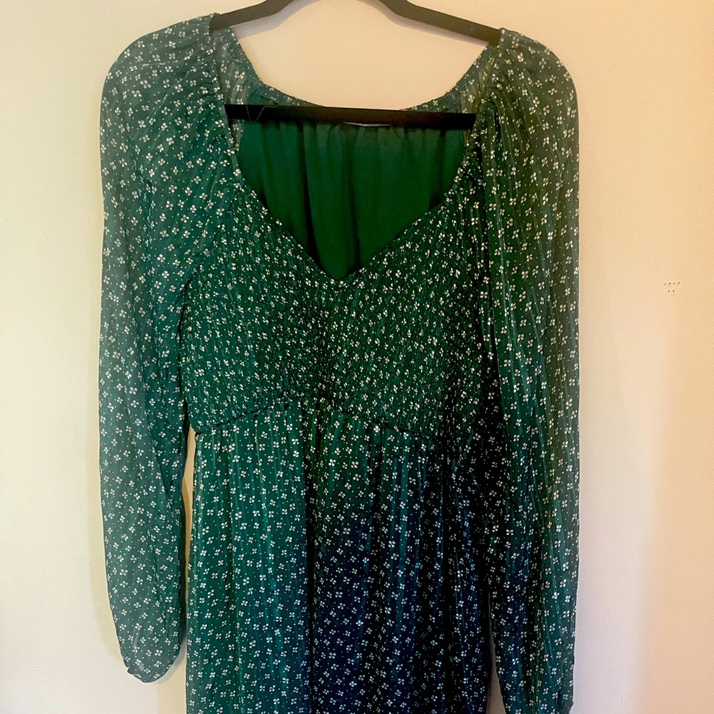 Green mini dress long sleeve